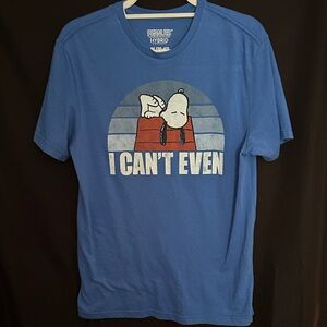 Peanuts Blue Graphic 'I Can't Even' Short Sleeve Tee